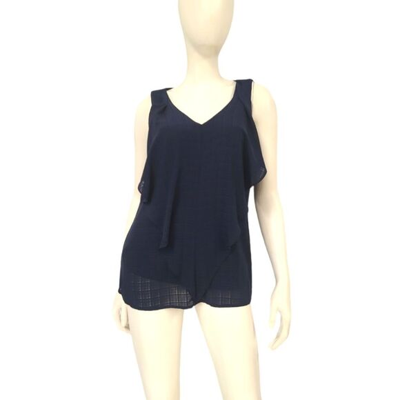 AB Studio Tops - AB Studio Blue Blouse Womens SZ L Layered SleevelessTop